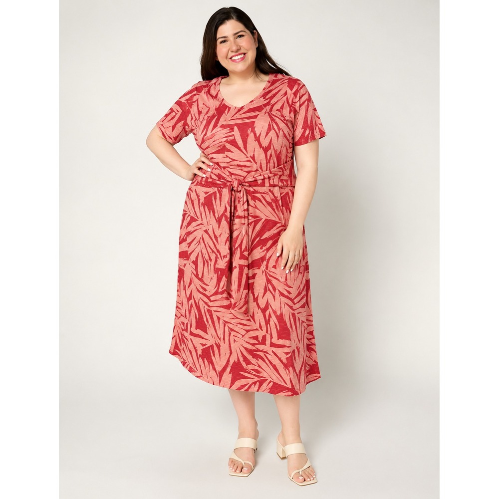 Denim & Co. Regular Tie Waist Midi Dress with Pockets Farawa, Large